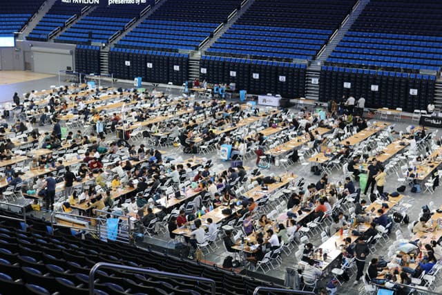 Hackers hard at work in Pauley Pavilion